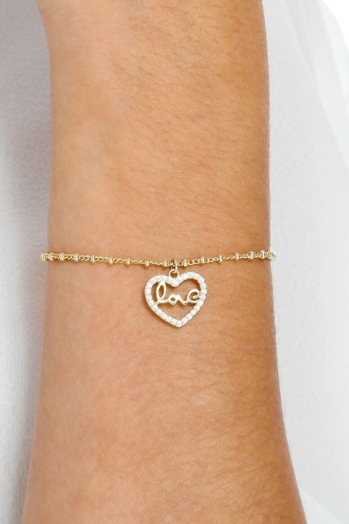 Pulseira Coração Love Cravejado