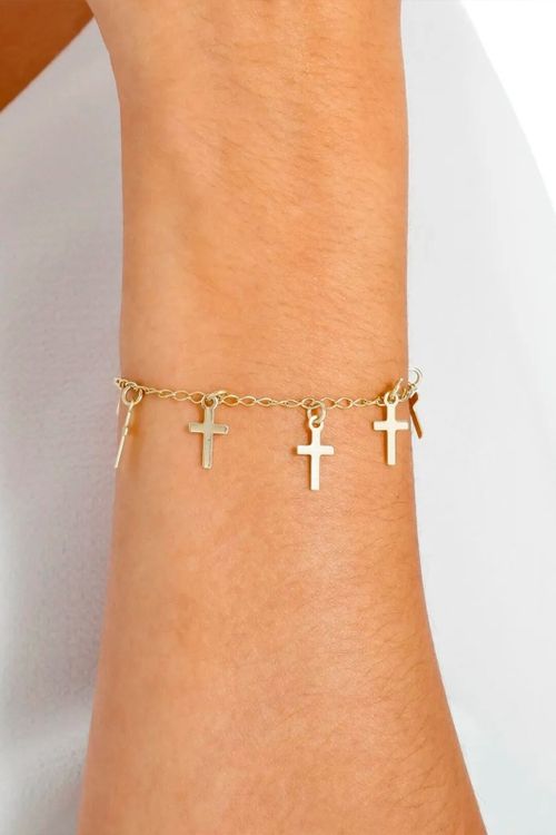 Pulseira Pingentes De Cruz