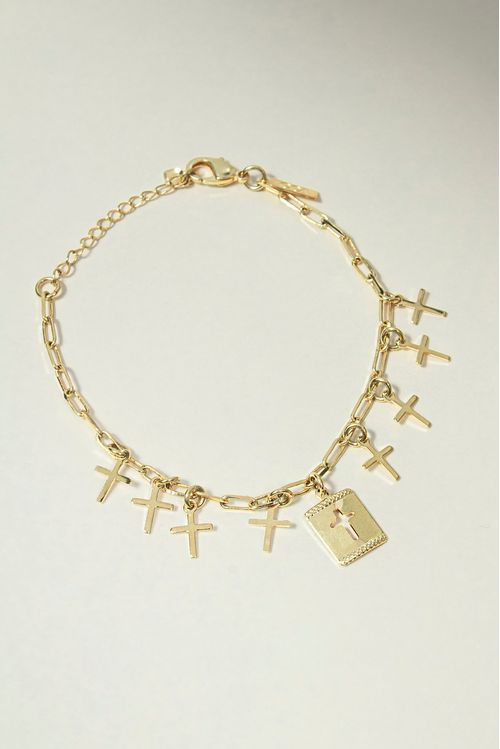 Pulseira Cartier com Pingentes Cruz