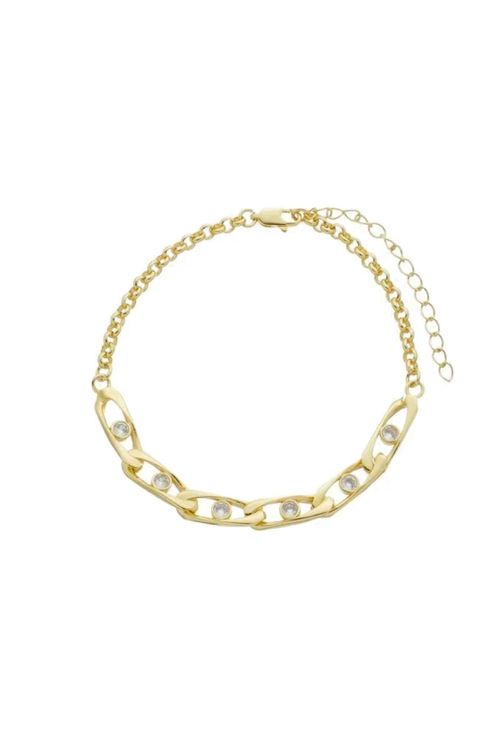Pulseira Dois Elos Com Pontos De Luz Cristal