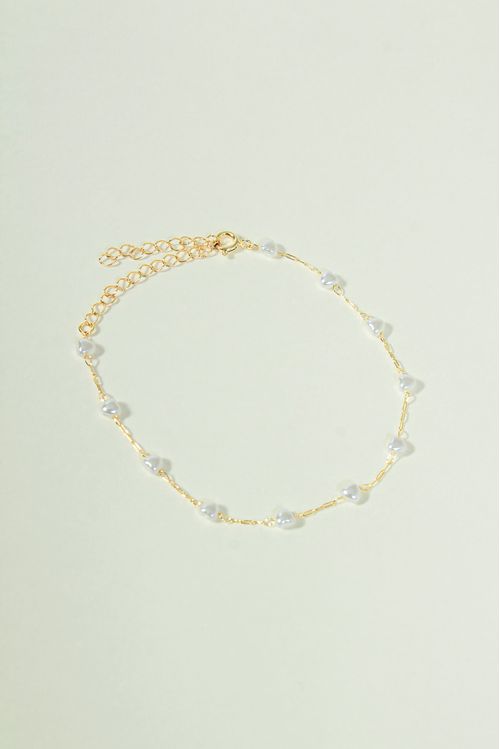 Pulseira Perolas Corações