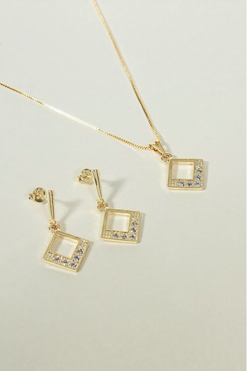 Conjunto Losango Com Zircônias