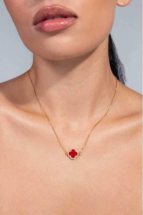 Colar Trevo Vermelho