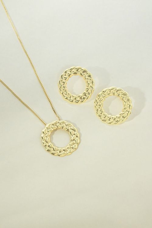 Conjunto Colar E Brinco Esferatrabalhada