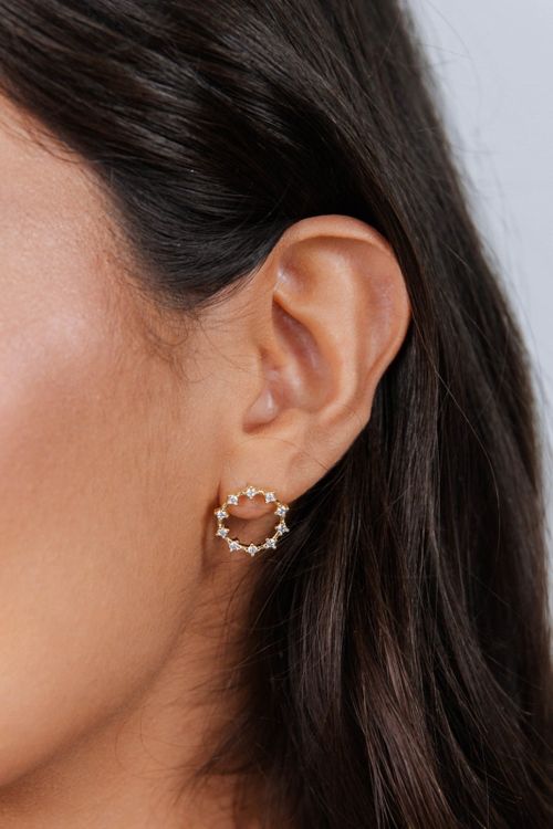 Conjunto Colar E Brinco Redondo Com Zircônias Cristal