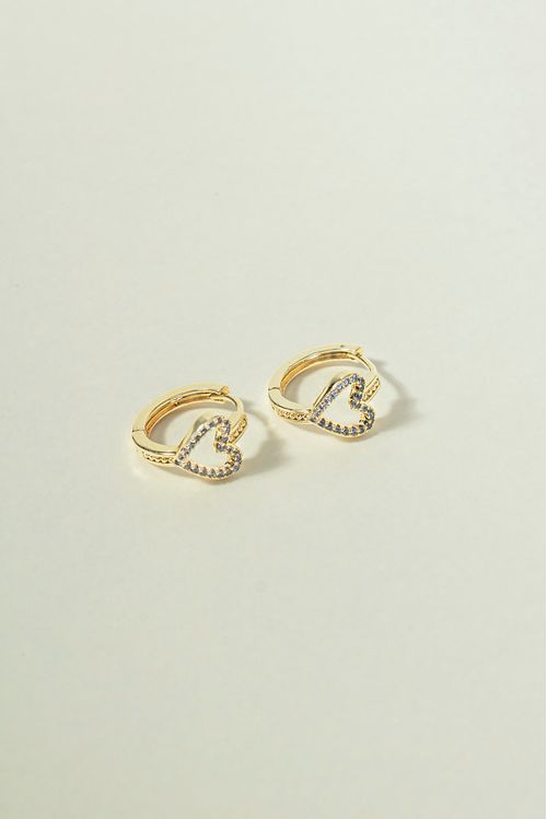 Brinco Argola Click Coração Cravejado