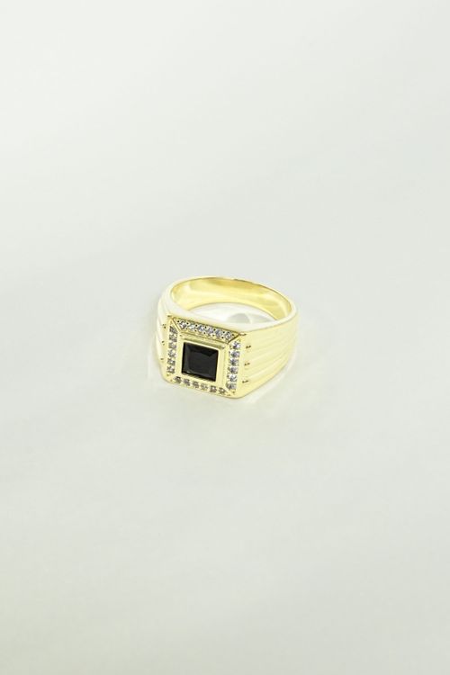 Anel Cravejado Preto Com Zircônias