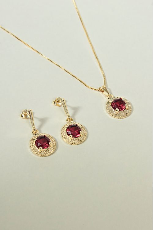 Conjunto Texturizado Com Zircônia Vermelha