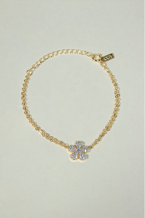 Pulseira Com Flor Cravejada