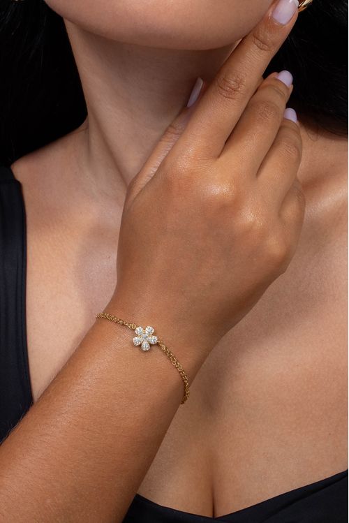 Pulseira Com Flor Cravejada