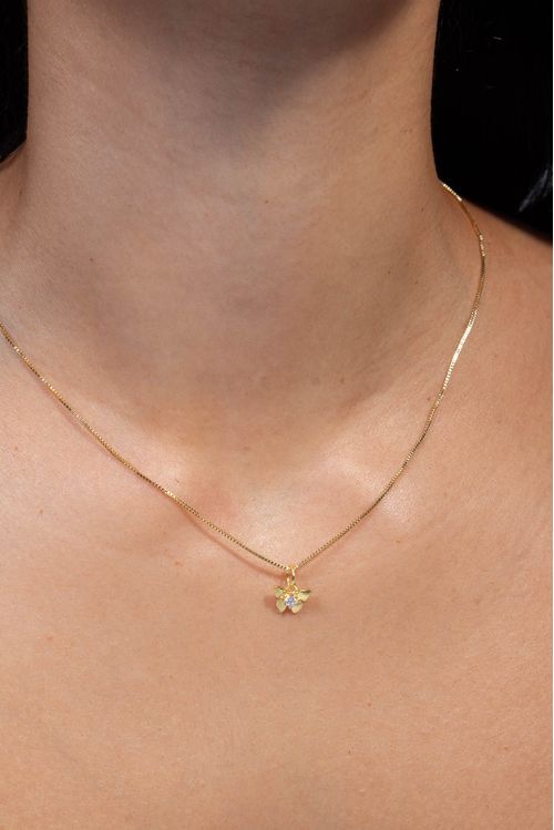 Colar Borboleta Com Ponto De Luz