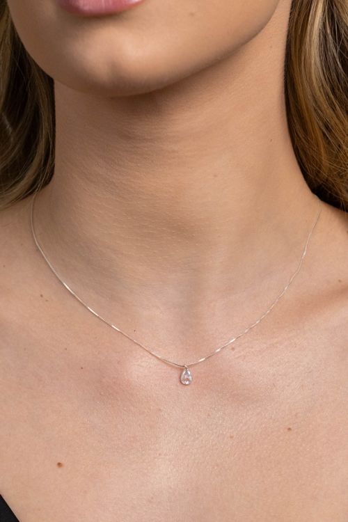 Colar Gota Ponto De Luz Prata 925