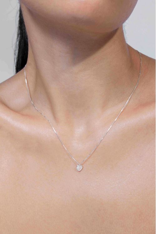Colar Zircônia Coração Prata 925