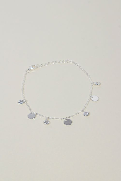 Pulseira Chapas E Zircônias Prata 925
