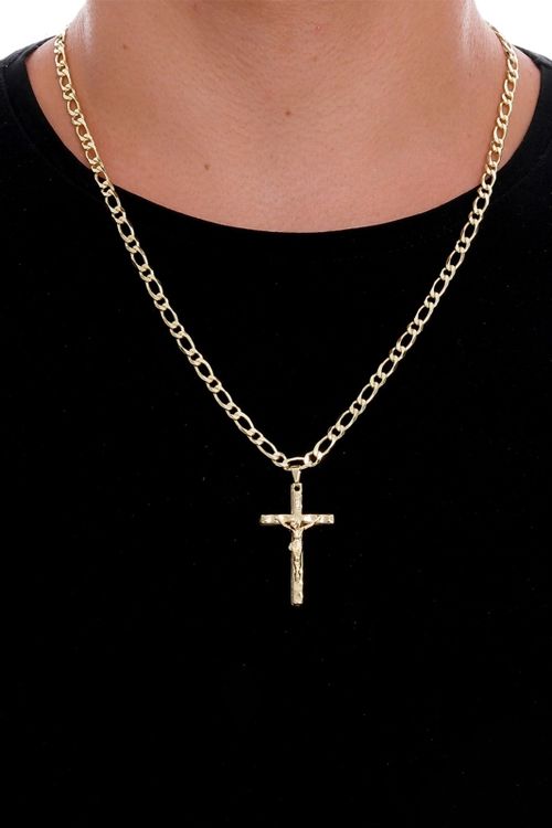 Corrente 1x1 Com Pingente Jesus Na Cruz 4d
