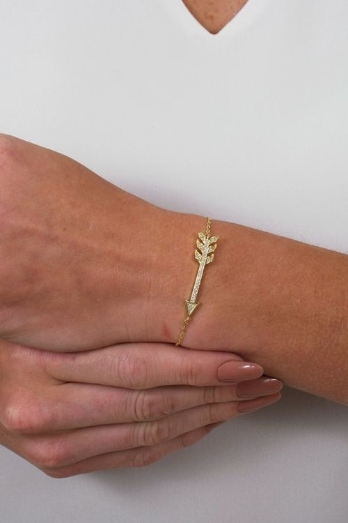 Pulseira Ajustável Com Flecha Cravejada