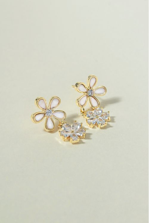 Brinco Flor Madrepérola E Zircônias