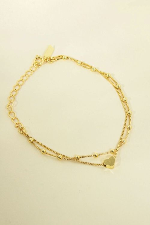 Pulseira Dupla Bolinhas E Coração