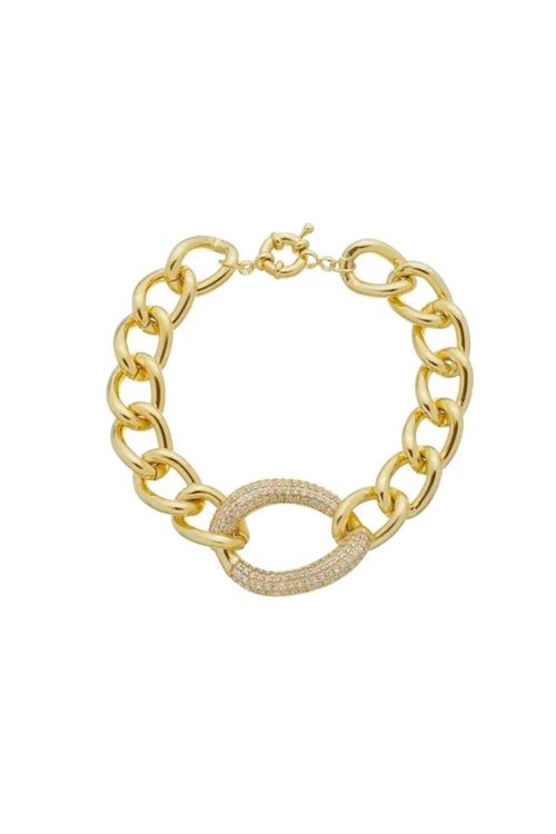 Pulseira Maxi Elo Cravejado com Micro Zircônias