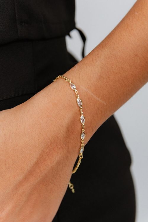 Pulseira Elo Português Com Zircônias