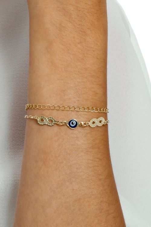 Pulseira Infinito Olho Grego Pimenta Dupla