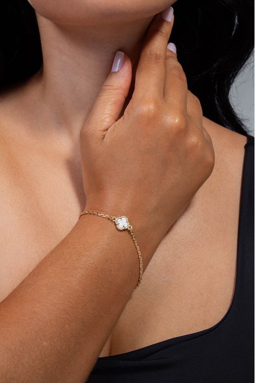 Pulseira Trevo Madreperola E Cravejado