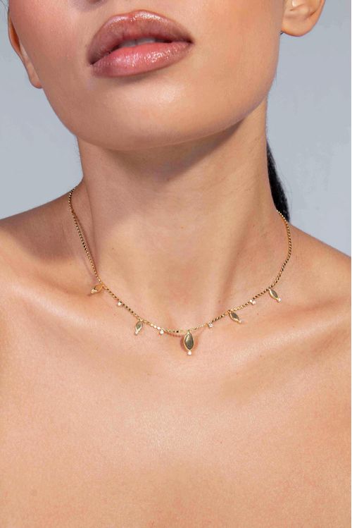 Choker Chapa Lisas com Ponto de Luz