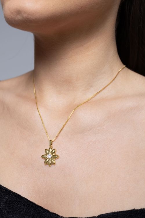 Colar Flor com Zircônia