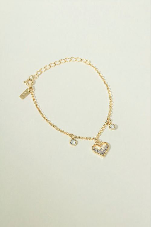 Pulseira Coração Cravejada e Pontos de Luz