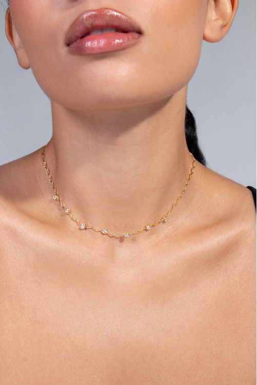 Choker Ondulada Com Pontos De Luz
