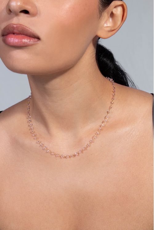 Corrente com Zircônias Rosa