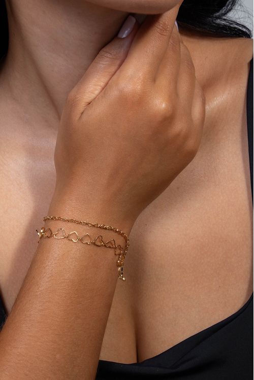 Pulseira Dupla Corações