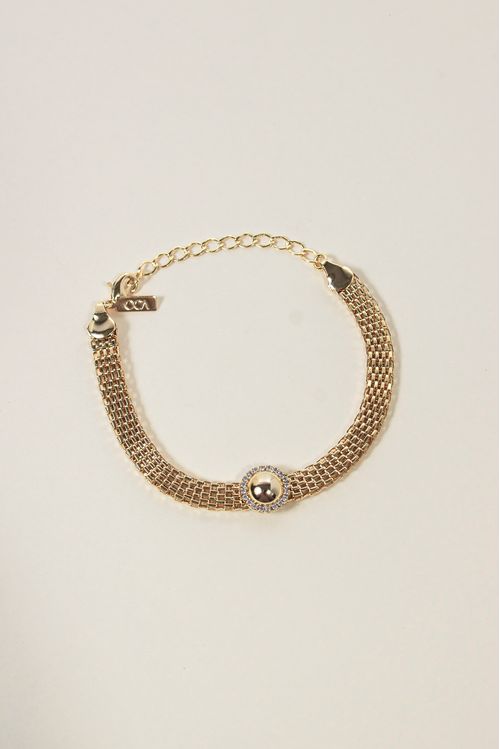 Pulseira Malha Com Cravejado