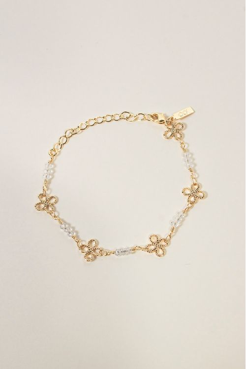Pulseira Flor Vazada E Zircônias