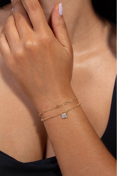 Pulseira Dupla Com Flor Zircônias