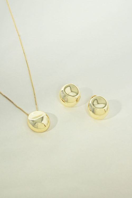 Conjunto Colar E Brinco Esferaorgânica Lisa