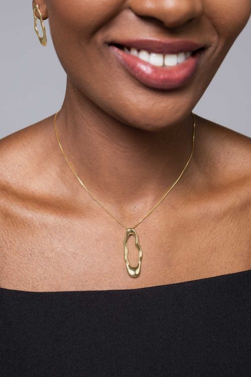 Conjunto Colar E Brinco Orgânico Vazado