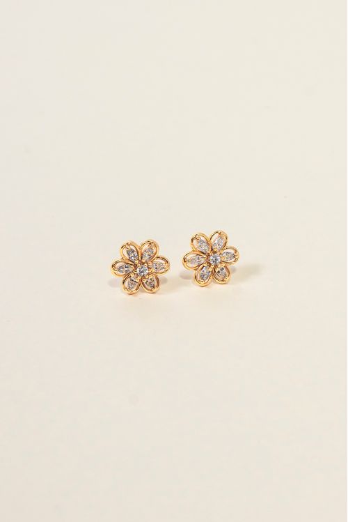 Brinco Flor Em Zircônias
