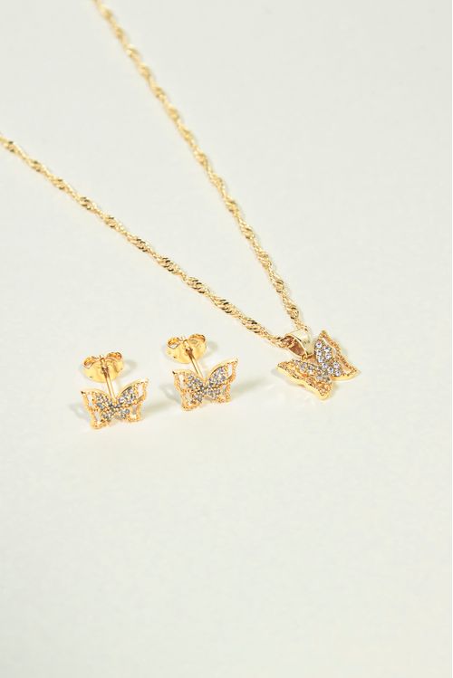 Conjunto Borboleta Cravejada