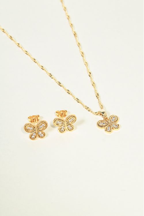 Conjunto Borboleta Em Micro Zircônias