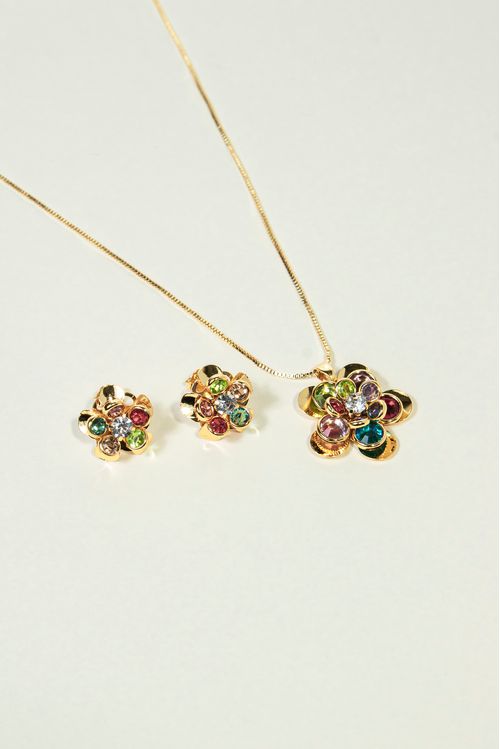 Conjunto Flor Pedras Coloridas
