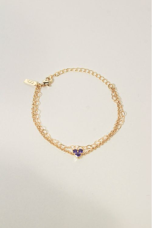 Pulseira Dupla Com Coração Lilás