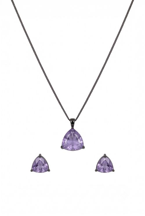 Conjunto Pedra Fusion Ródio Negro