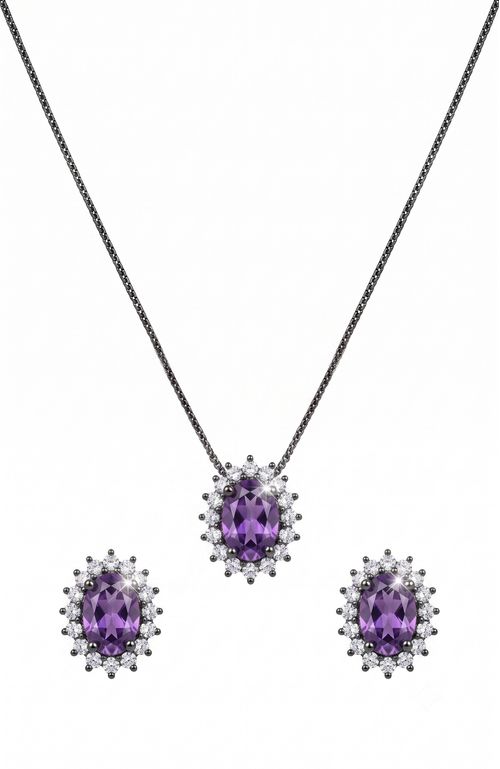 Conjunto Oval Roxo Ródio Negro