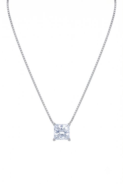 Colar Com Pingente Cristal Ródio Branco