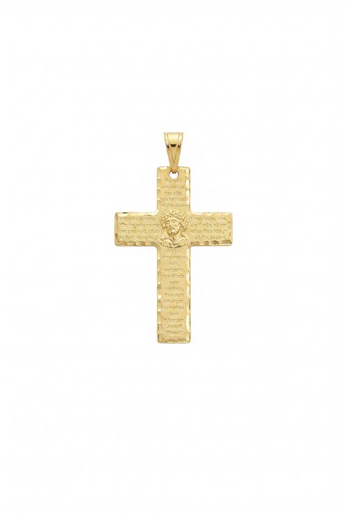 Pingente Cruz Pai Nosso Com Face De Cristo