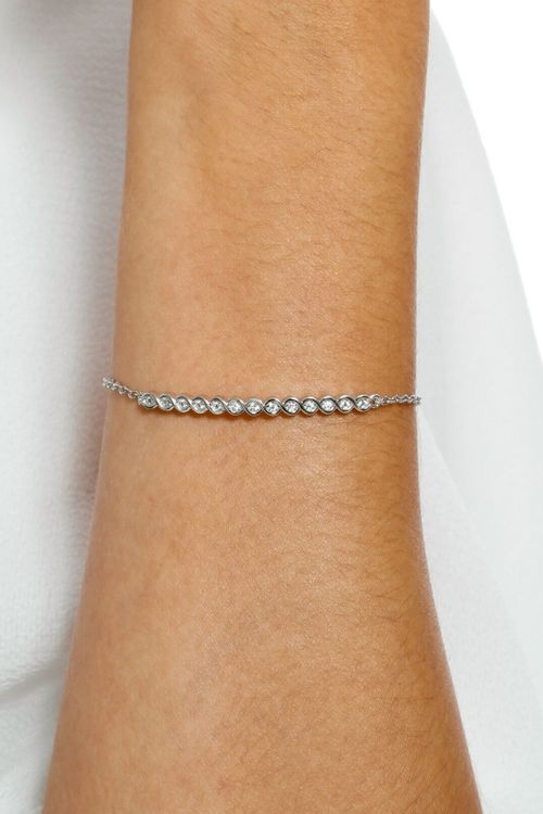 Pulseira Com Zircônias Ródio Branco