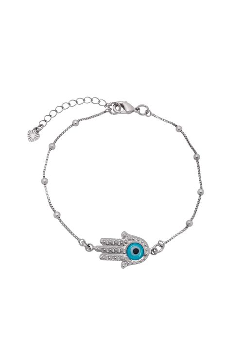 Pulseira Mão De Fátima Ródio Branco