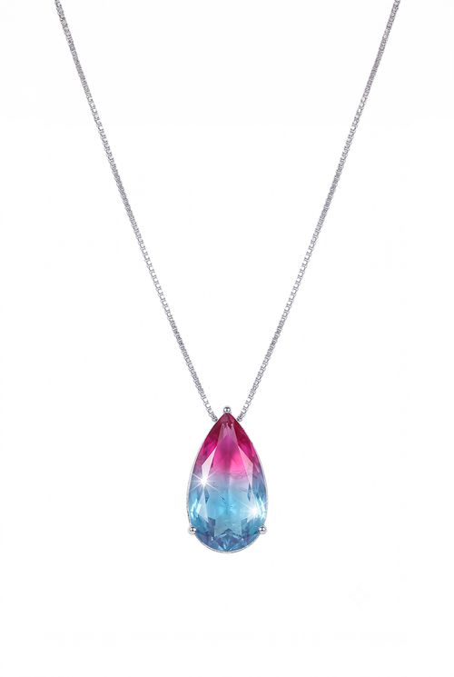 Colar Rainbow Pedra Fusion Ródio Branco