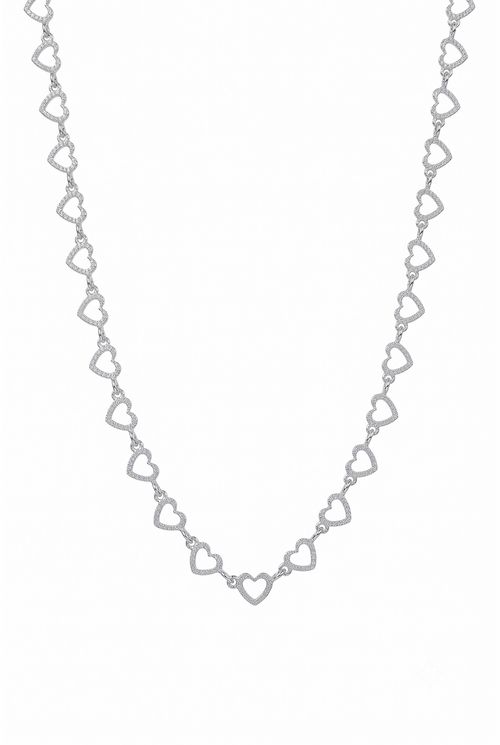 Choker Elos Corações Ródio Branco
